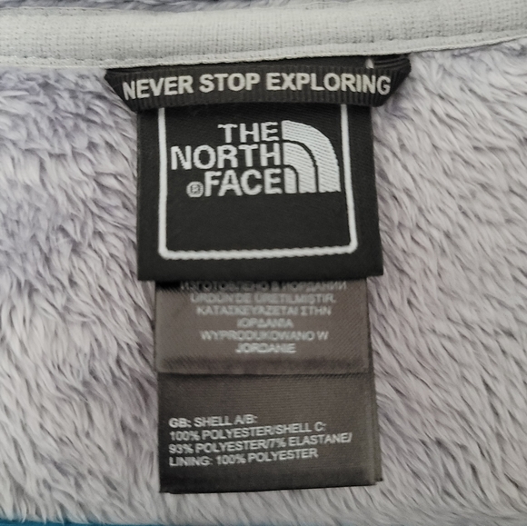 The North Face Women's XS Active Fleece Performance Jacket Grey Pink Logo Zip Up - Picture 7 of 16